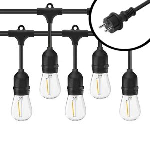 50m Arena LED Prikkabel – IP65 Lichtsnoer Buiten – koppelbaar – Lampjes Slinger – inclusief 50x E27 lampen – Eco – Incl. Stekker