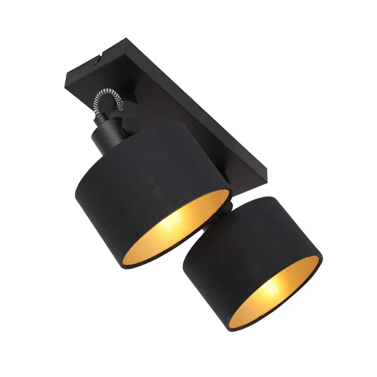 2 lichts Spot Ornoir 3334ZW zwart met goud kleurige lampenkapjes - Afbeelding 2