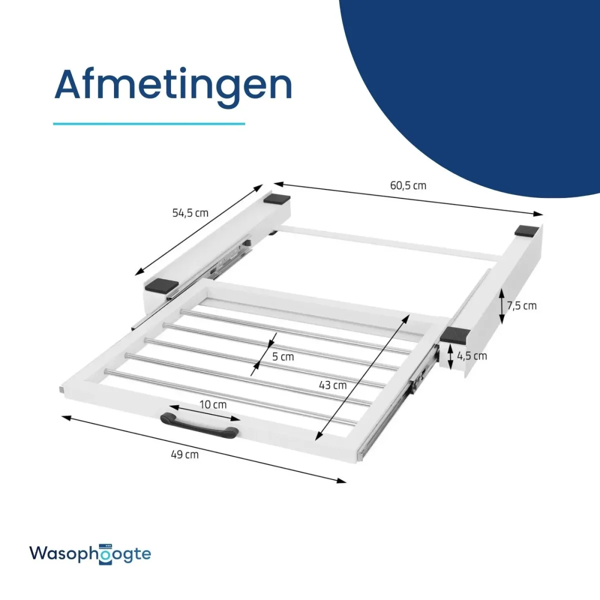 Wasophoogte® Tussenstuk Wasmachine & Droger met droogrek - Afbeelding 4