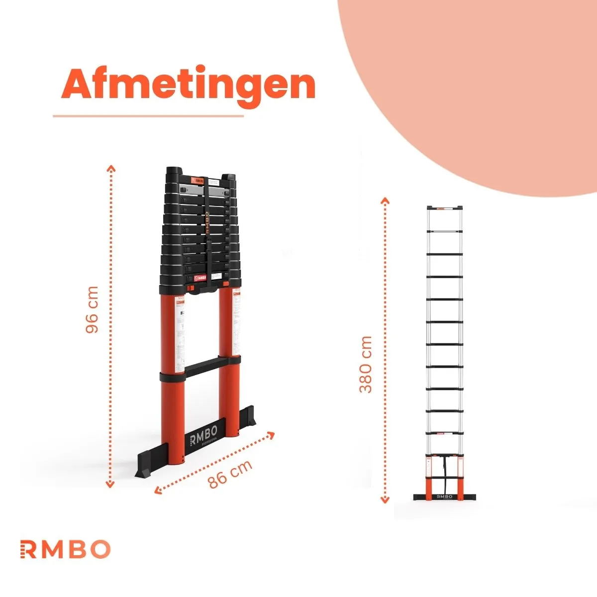 RMBO® Professionele Telescopische ladder 3,8m - Afbeelding 4