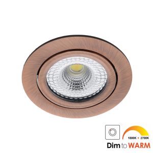 Bella Ondiepe LED spot kantelbaar 7Watt rond KOPER IP65 dimbaar – dim to warm – interne driver