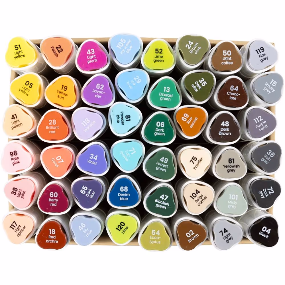 Creativ Company 2-in-1 Alcohol Marker Stiften Dubbele Punt standaartkleuren 48 stuks - Afbeelding 3