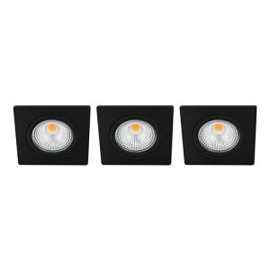 Set 3x Bella Ondiepe LED spot kantelbaar 5Watt vierkant ZWART dimbaar
