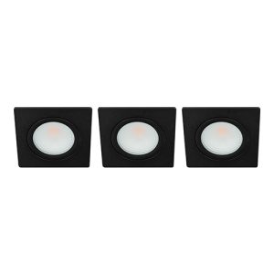 Set 3x Bella Ondiepe LED spot kantelbaar 5Watt vierkant ZWART dimbaar