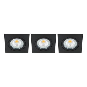 Set 3x Bella Ondiepe LED spot kantelbaar 5Watt vierkant ZWART IP65 dimbaar – interne driver