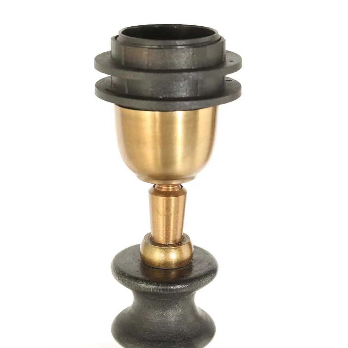 Lampvoet Bois 3758ZW zwart bruin met grijs taupe velours kap - Afbeelding 4
