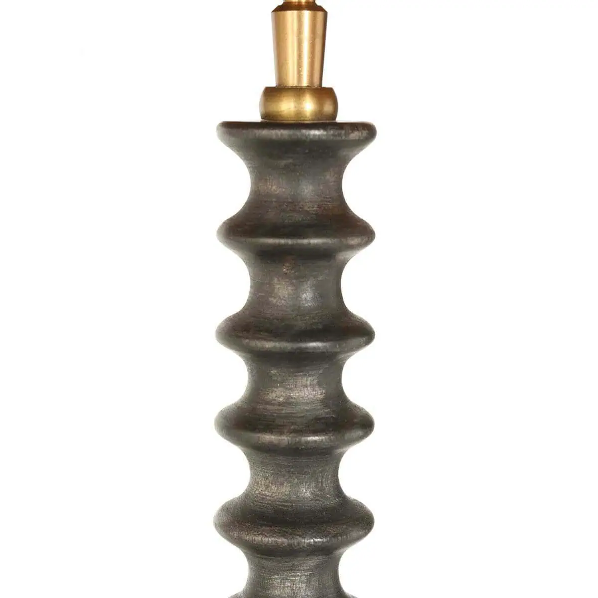 Lampvoet Bois 3758ZW zwart bruin met grijs taupe velours kap - Afbeelding 5