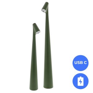 Nordic LED Tafellamp Set – Mosgroen – 34 + 45 cm – Dimbaar