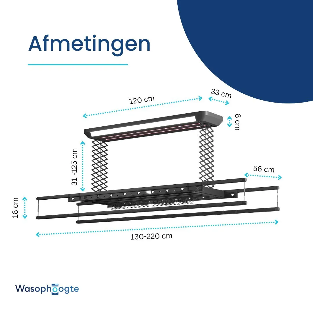 Wasophoogte Plafonddroogrek TopDry Elite – Zwart - Afbeelding 4