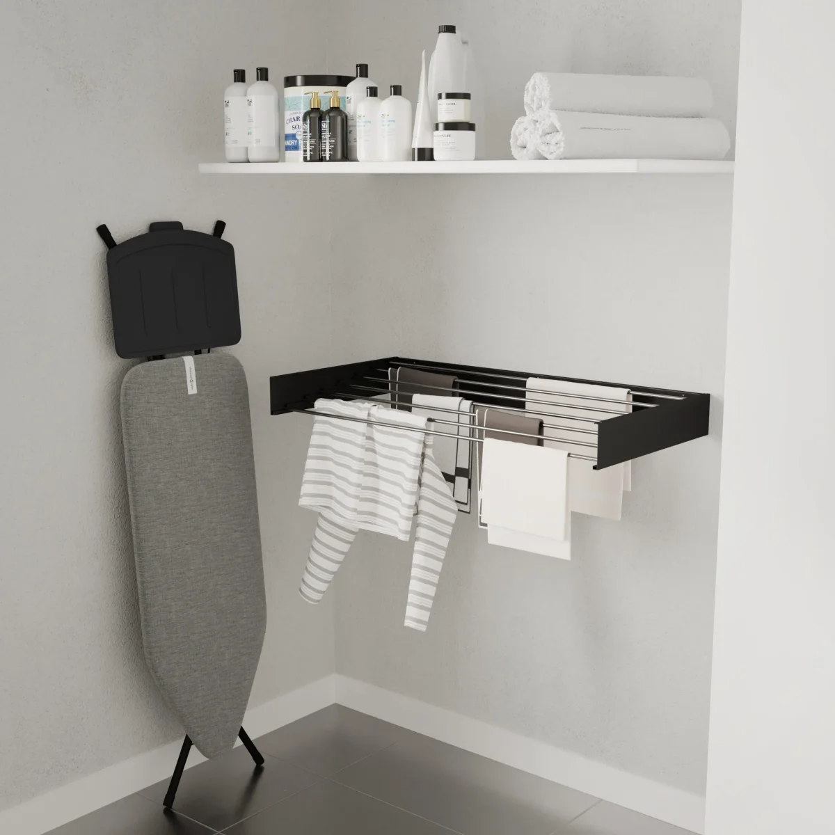 Wasophoogte® Wanddroogrek – WallDry 120 cm – Zwart - Afbeelding 3