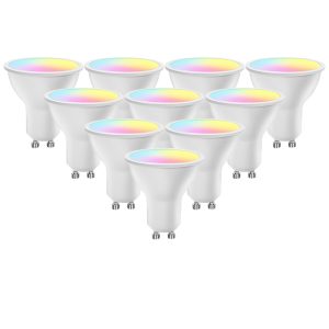 Set 10x Smart GU10 Wi‑Fi lamp 5W – RGB + CCT (warm & koel wit)