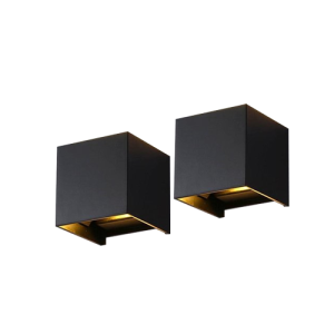 Set 2x Qube Dimbaar Schuttinglamp LED 6Watt ZWART 230Volt IP65