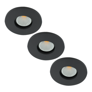Set 3x Camilla LED spot compleet (incl. lichtbron) GU10 COB 5Watt rond ZWART IP65 dimbaar