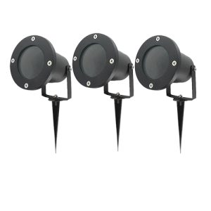 Set 3x LED tuinspot prikspot armatuur GU10 ZWART 220/230Volt IP65 waterdicht