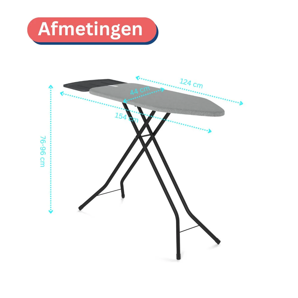 Wasophoogte Strijkplank, Extra breed, 124*44 cm (L*B) - Afbeelding 4