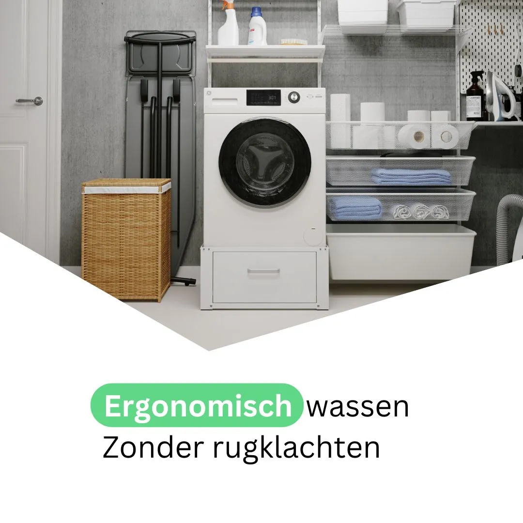 Wasophoogte wasmachine verhoger – Ecoslim XL met Lade – Wit - Afbeelding 7