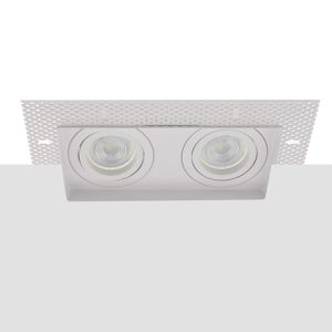 Philips LED trimless stucframe spot kantelbaar GU10 3-35Watt dubbel vierkant WIT dimbaar